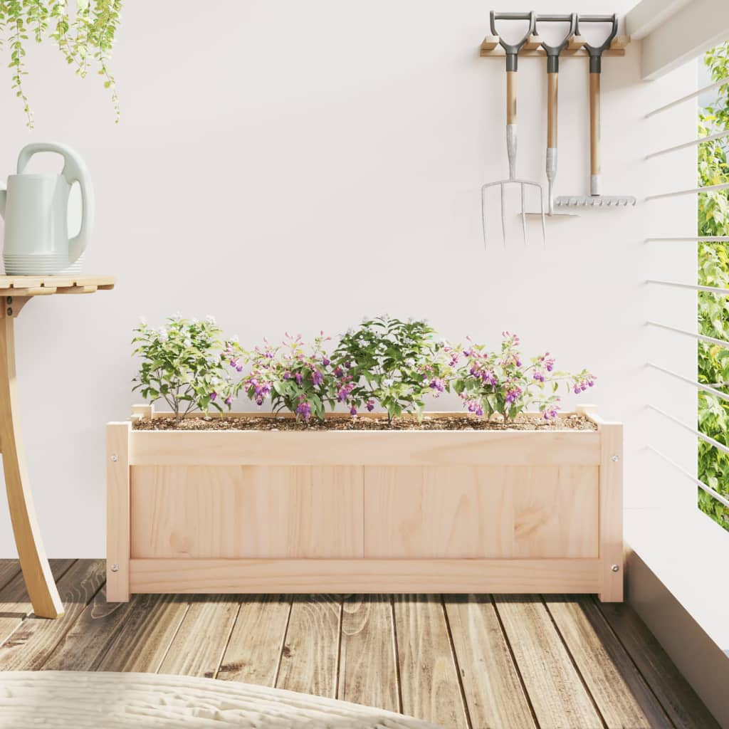 Jardinera De Madera Maciza De Pino 90x31x31 Cm_2