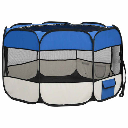 Parque De Perros Plegable Y Bolsa Transporte Azul 110x110x58cm_3