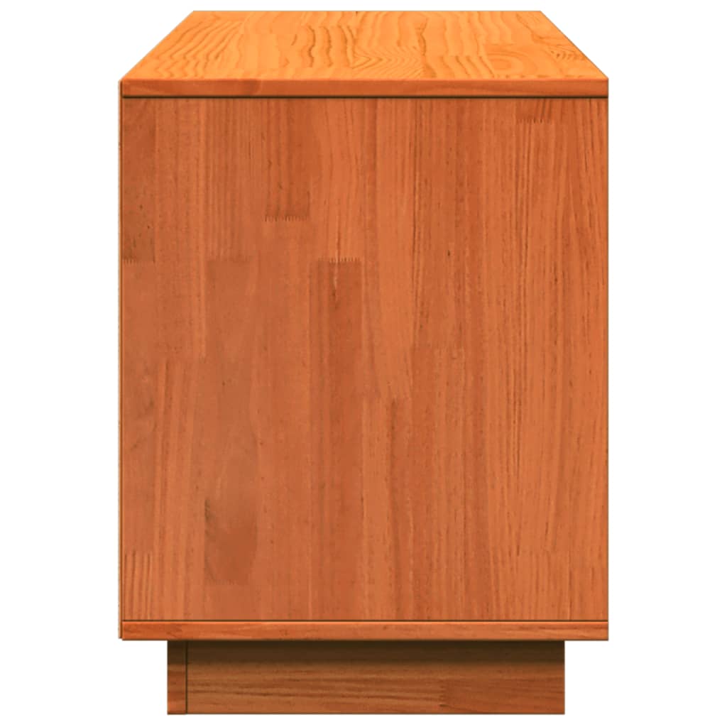 Mueble Zapatero Madera Maciza De Pino Marrón Cera 110x34x45 Cm / Vetonek_1