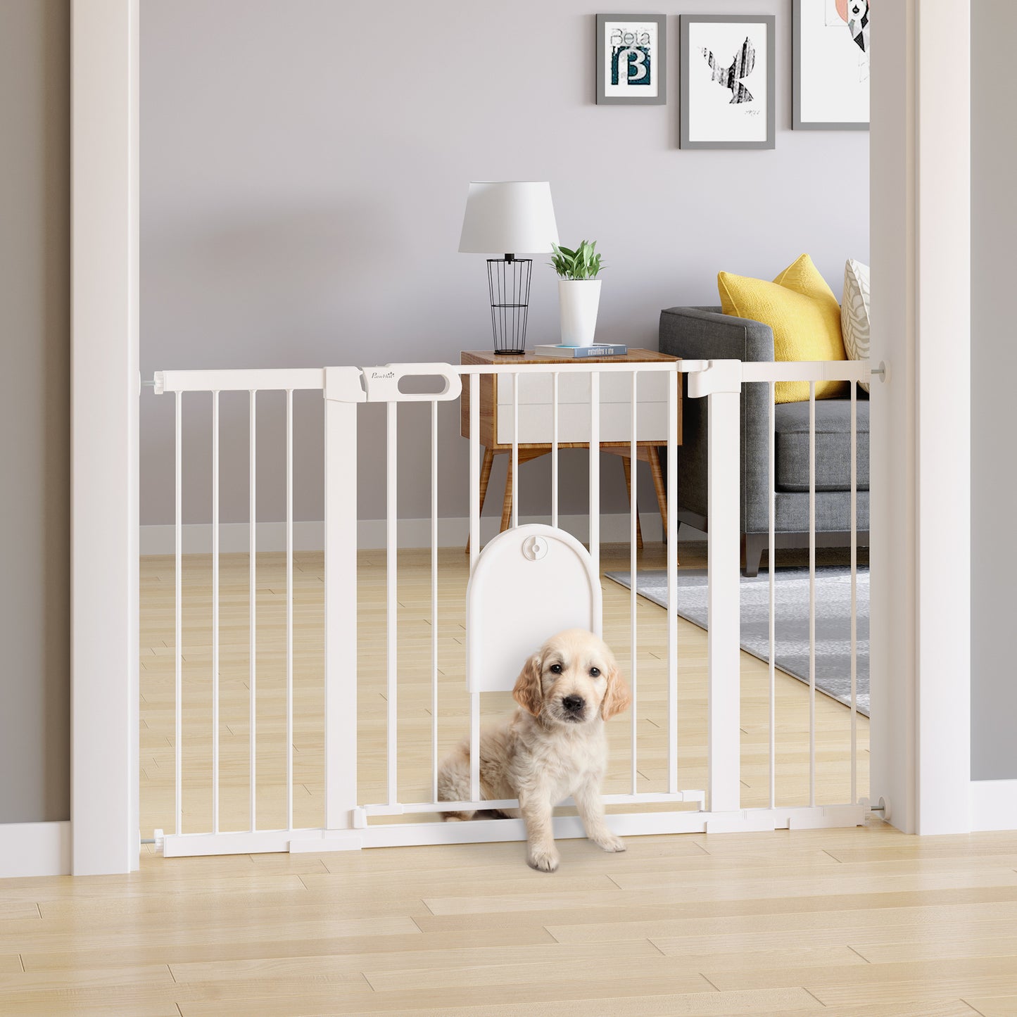 Pawhut Barrera De Seguridad Para Perros Extensible 75-131 Cm_1