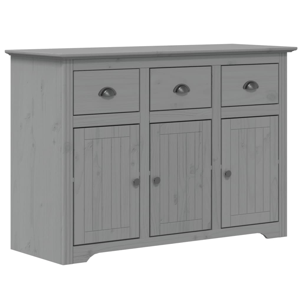 Aparador Alto Bodo Madera Maciza De Pino Gris 115,5x43x200,5 Cm / Vetonek_0