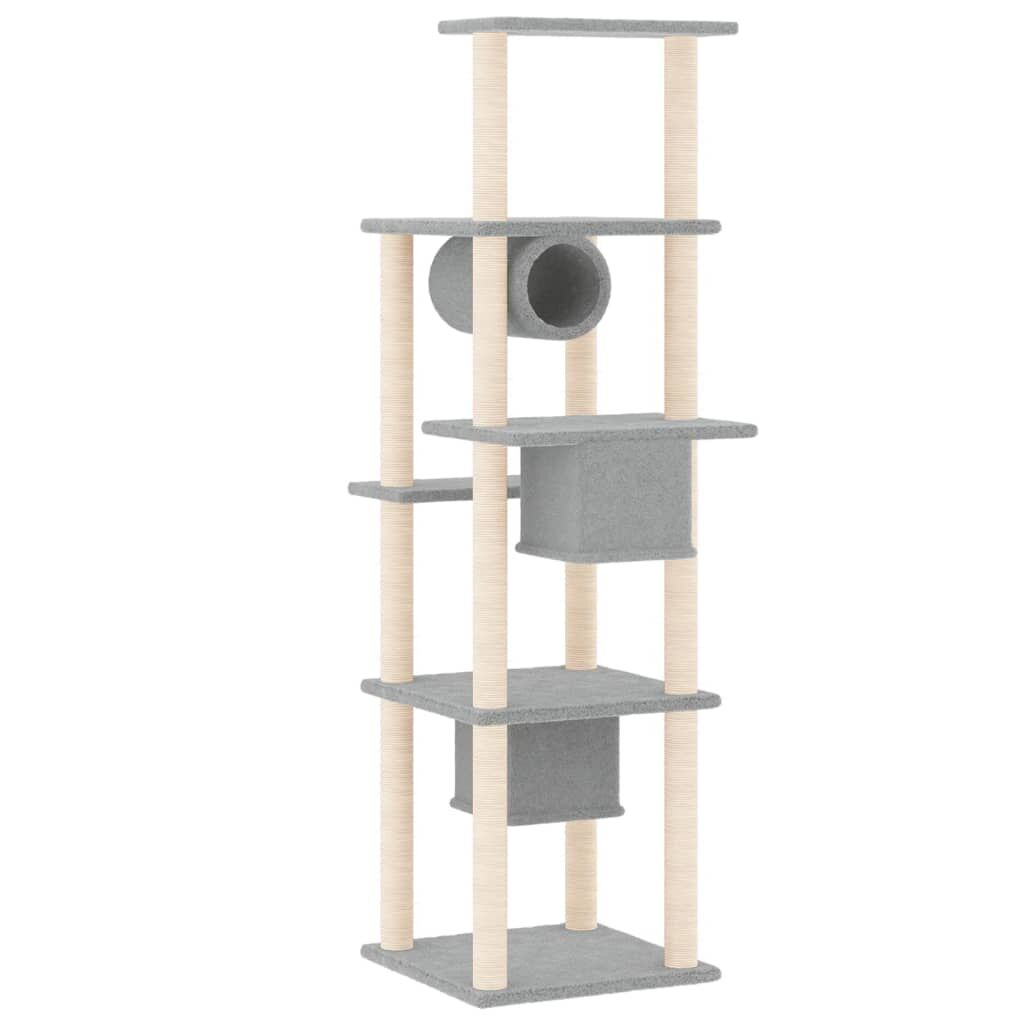 Vidaxl Rascador Para Gatos Con Postes De Sisal Gris Claro 169 Cm_4