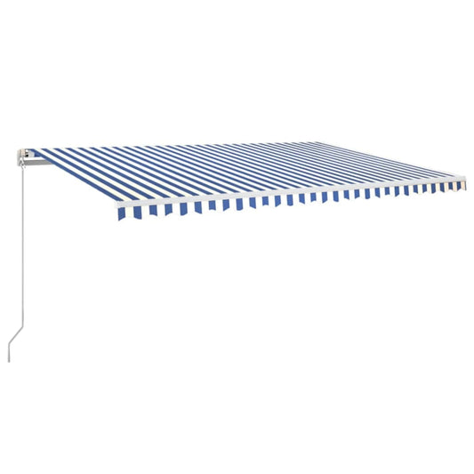 Toldo Retráctil Manual Con Led Azul Y Blanco 500x350 Cm_0
