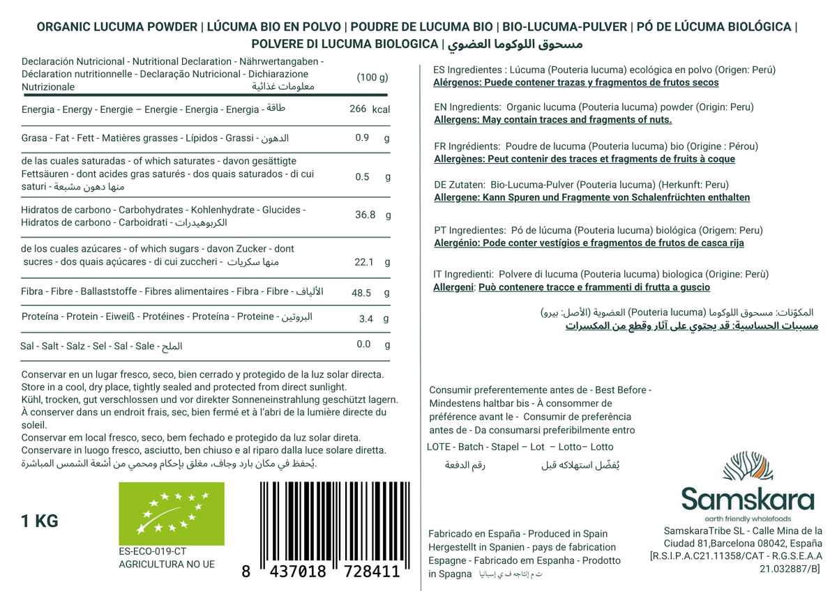 Lúcuma En Polvo Bio - 1kg | Superalimento Ecológico Vegano Para Batidos, Smoothies Y Zumos, Sin Azúcares Añadidos_1