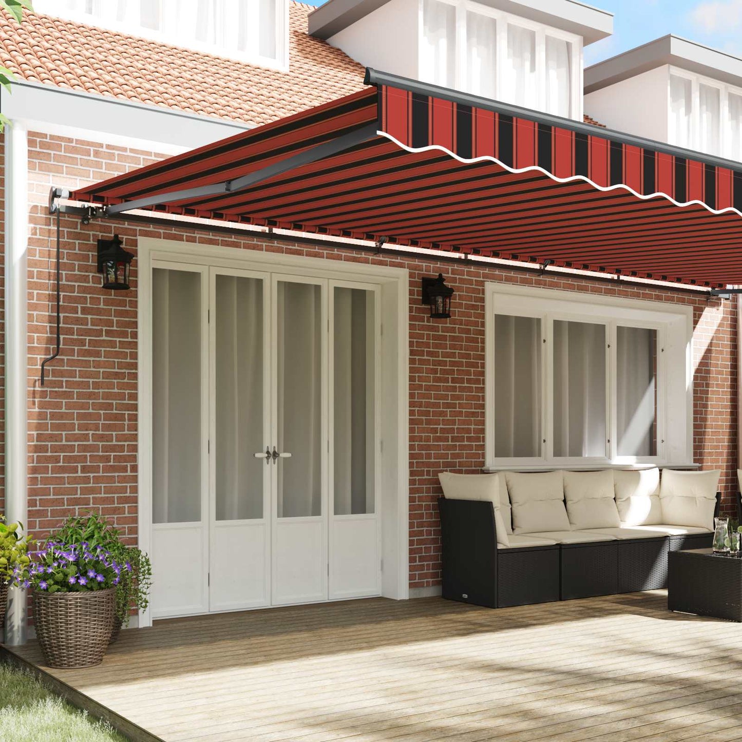 Toldo Retráctil Naranja Y Marrón 600 X 350 Cm_2