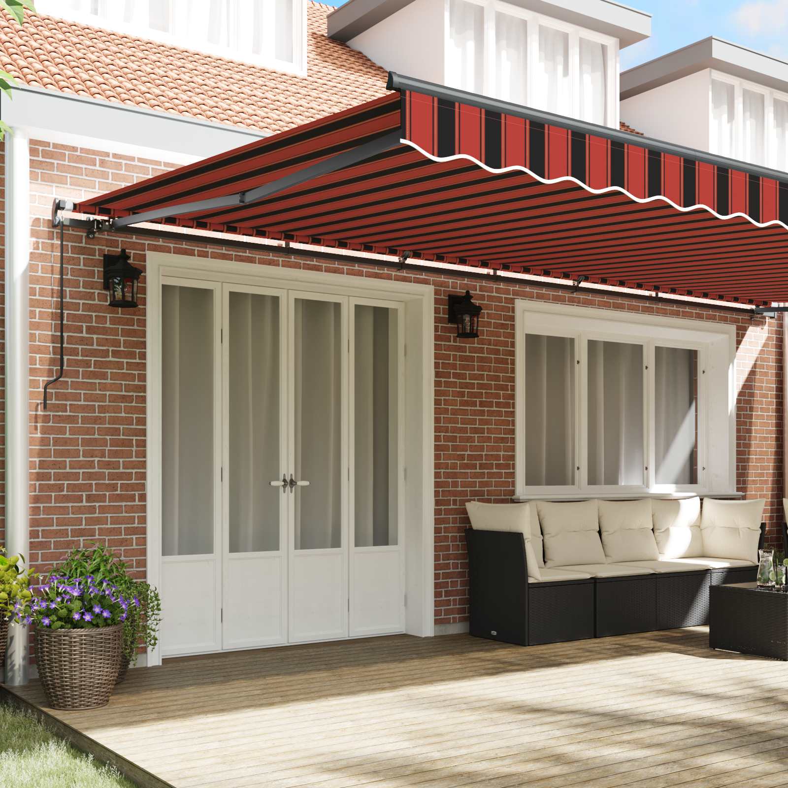 Toldo Retráctil Naranja Y Marrón 600 X 350 Cm_2