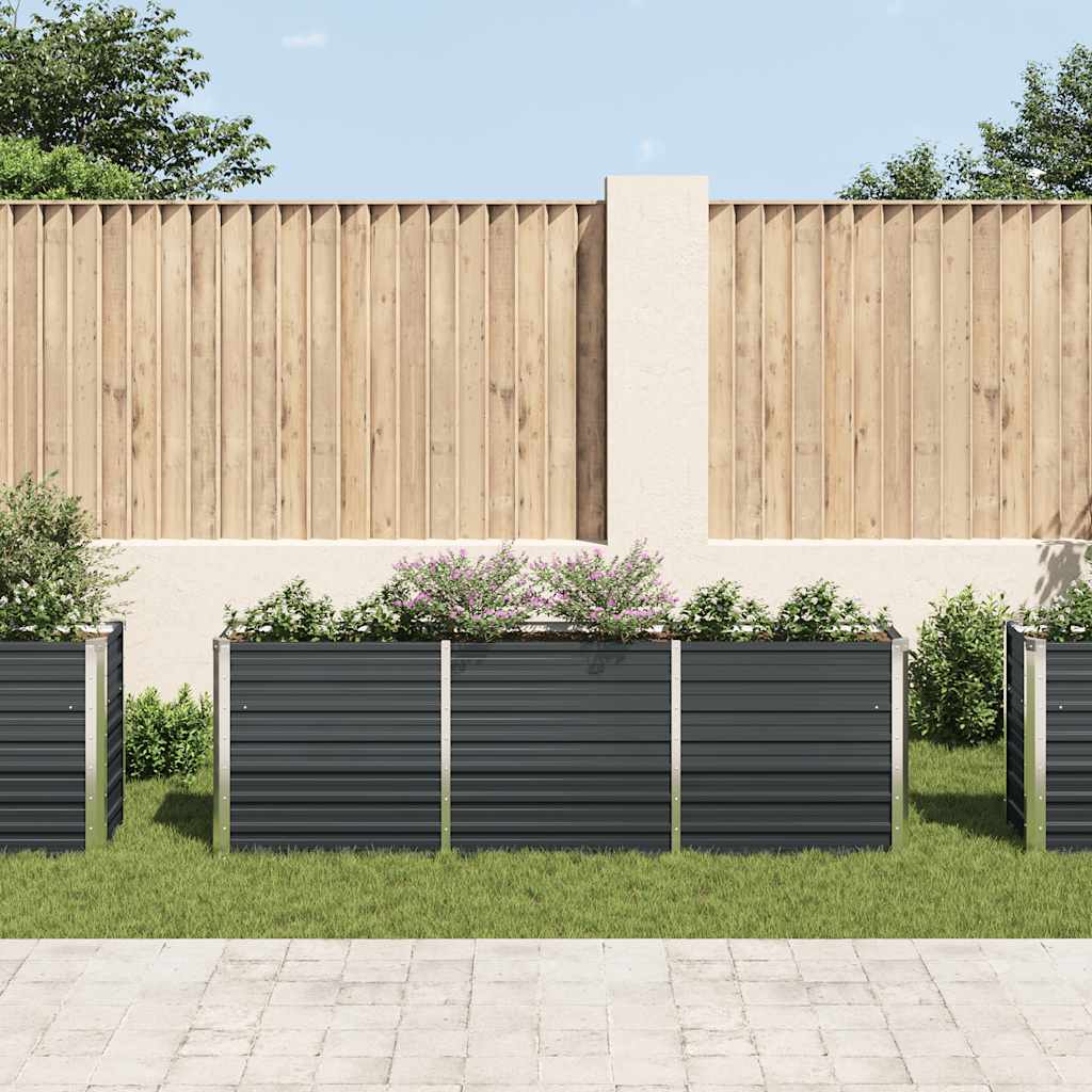 Arriate De Jardín De Acero Galvanizado Antracita 240x40x77 Cm_2