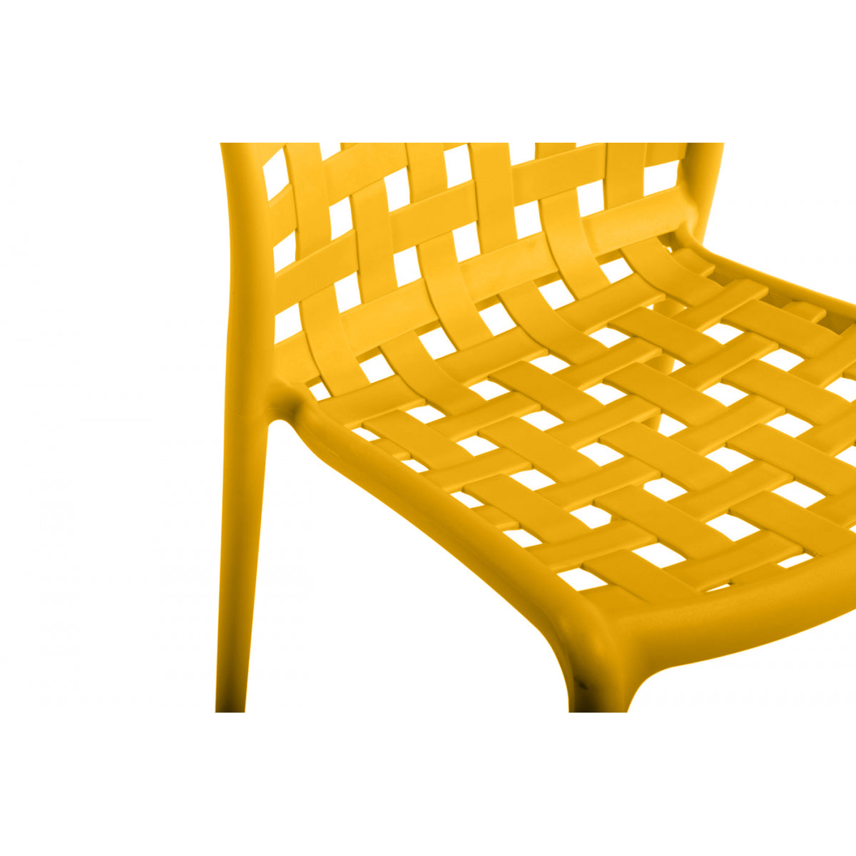 Lote De 4 Sillas Apilables De Polipropileno Calado Corfu Amarillo - Muebles De Jardín - 46x56xh82cm_1