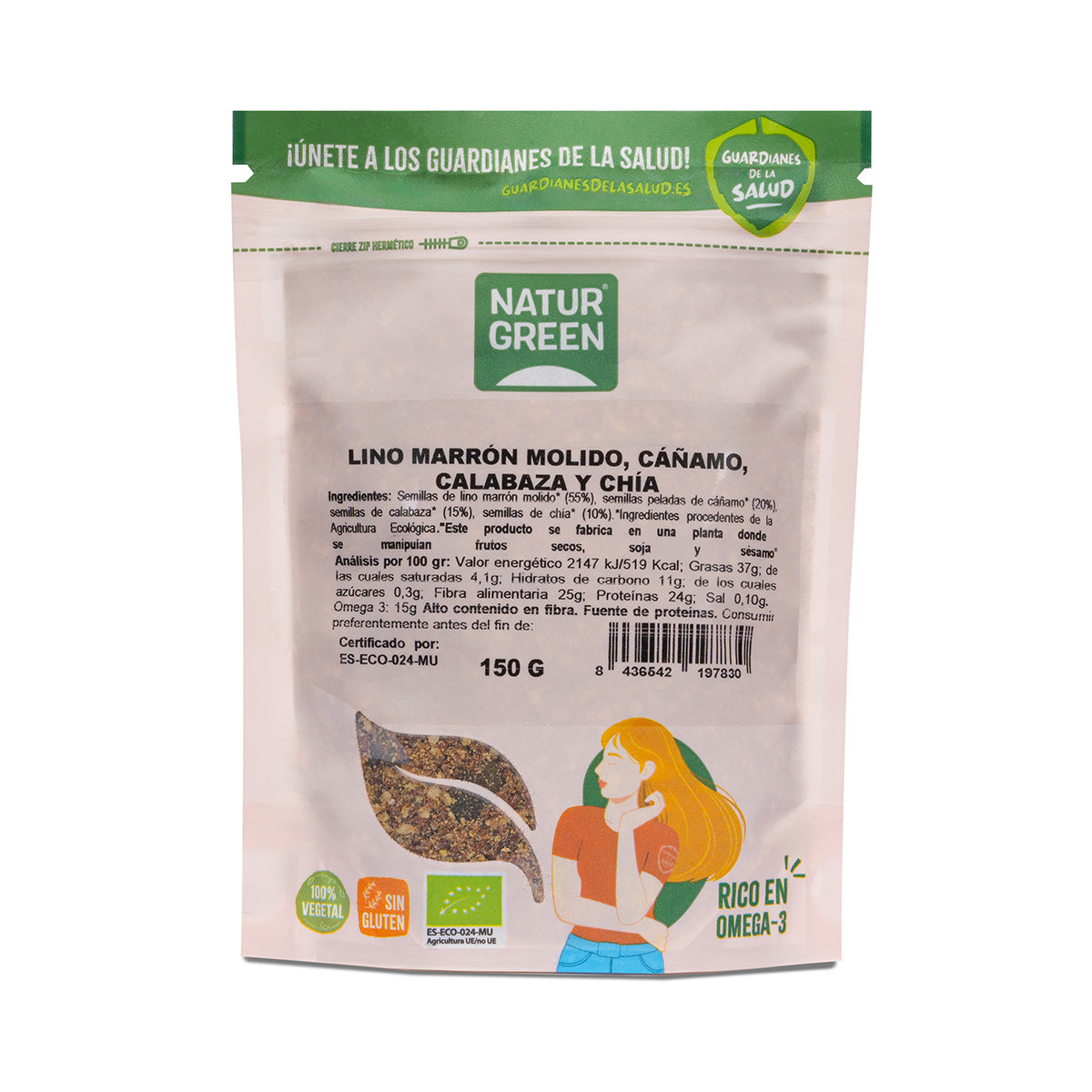 Semillas de lino, cáñamo, calabaza y chía Bio NaturGreen 150 gr