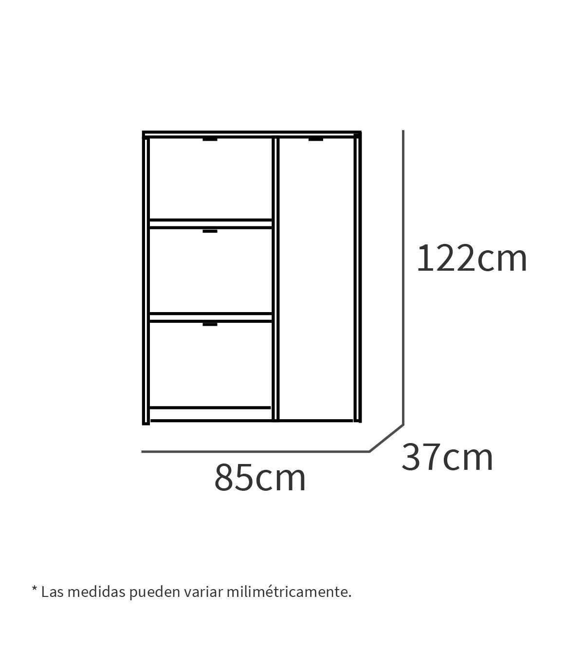 Zapatero 3 Trampones Y Una Puerta Trevi En Blanco Brillo. 85 Cm(ancho) 122 Cm(altura) 37 C_3