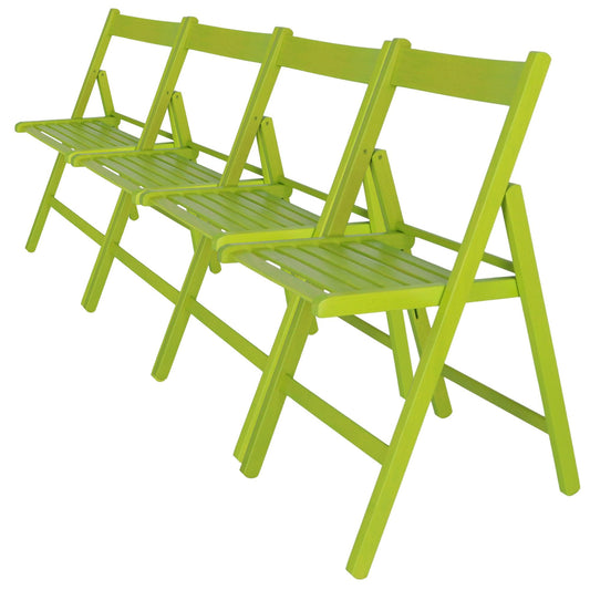 Well Home Mobiliario & Decoración - Pack 4 Sillas Bas En Madera De Haya, Acabado Verde