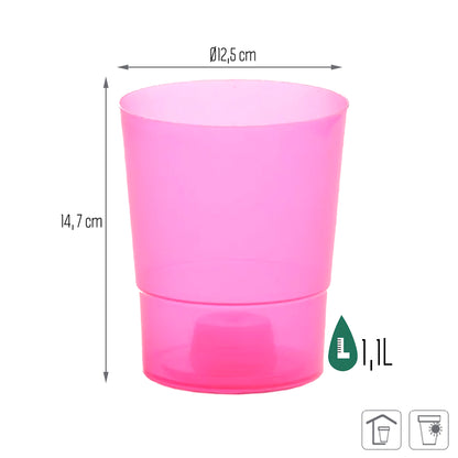 Maceta Coubi Orchid 1,1l., Dimensiones (mm) 125x125x147, Color Rosa Transparente_2