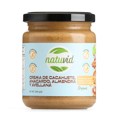 Crema Orgánica De Cacahuete, Anacardo, Almendra Y Avellana