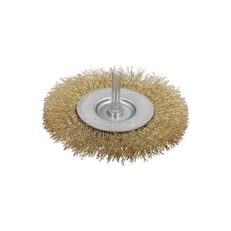 Cepillo Acero Latonado Para Taladro. Disco Ø 75 Mm. Espiga 1/4 Cepillo Taladro Alambre Latón, Cepillo Limpieza, Cepillo Pulir._0