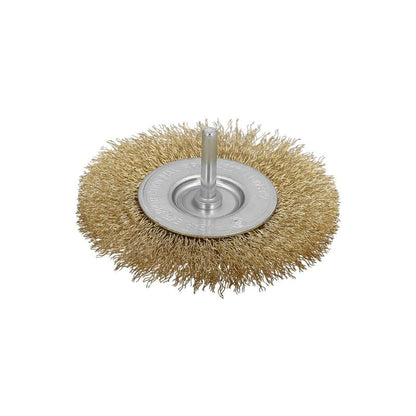 Cepillo Acero Latonado Para Taladro. Disco Ø 75 Mm. Espiga 1/4 Cepillo Taladro Alambre Latón, Cepillo Limpieza, Cepillo Pulir._0