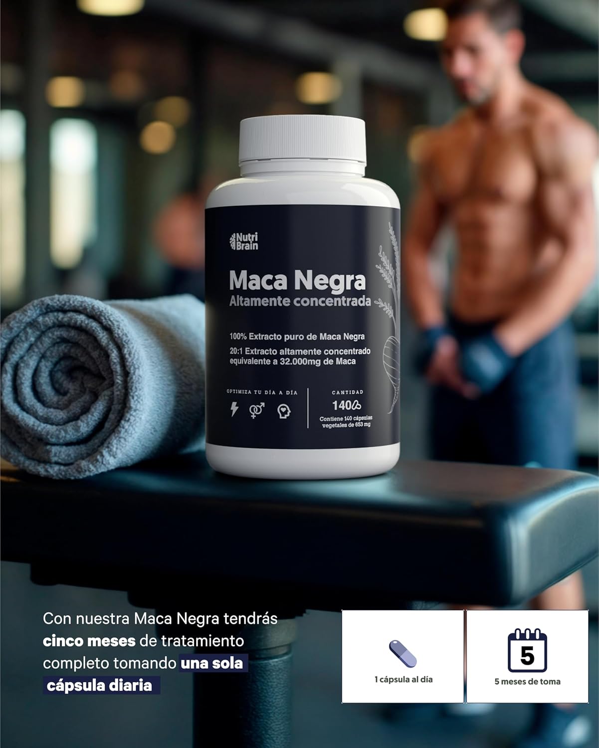 Maca Negra Andina Ultraconcentrada 20:1 32000mg Nutribrain 140 Cápsulas_4