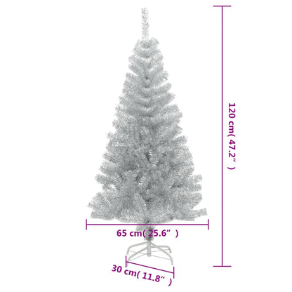 Vidaxl Árbol De Navidad Artificial Con Soporte Plateado Pet 120 Cm_2