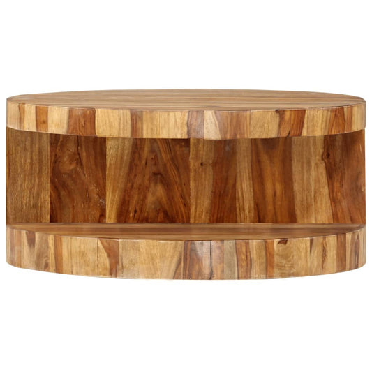 Mesa De Centro Redonda Madera Maciza De Sheesham 65x30 Cm_0