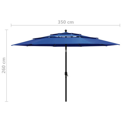 Vidaxl Sombrilla Jardín 3 Niveles Palo De Aluminio Azul Celeste 3,5 M_2