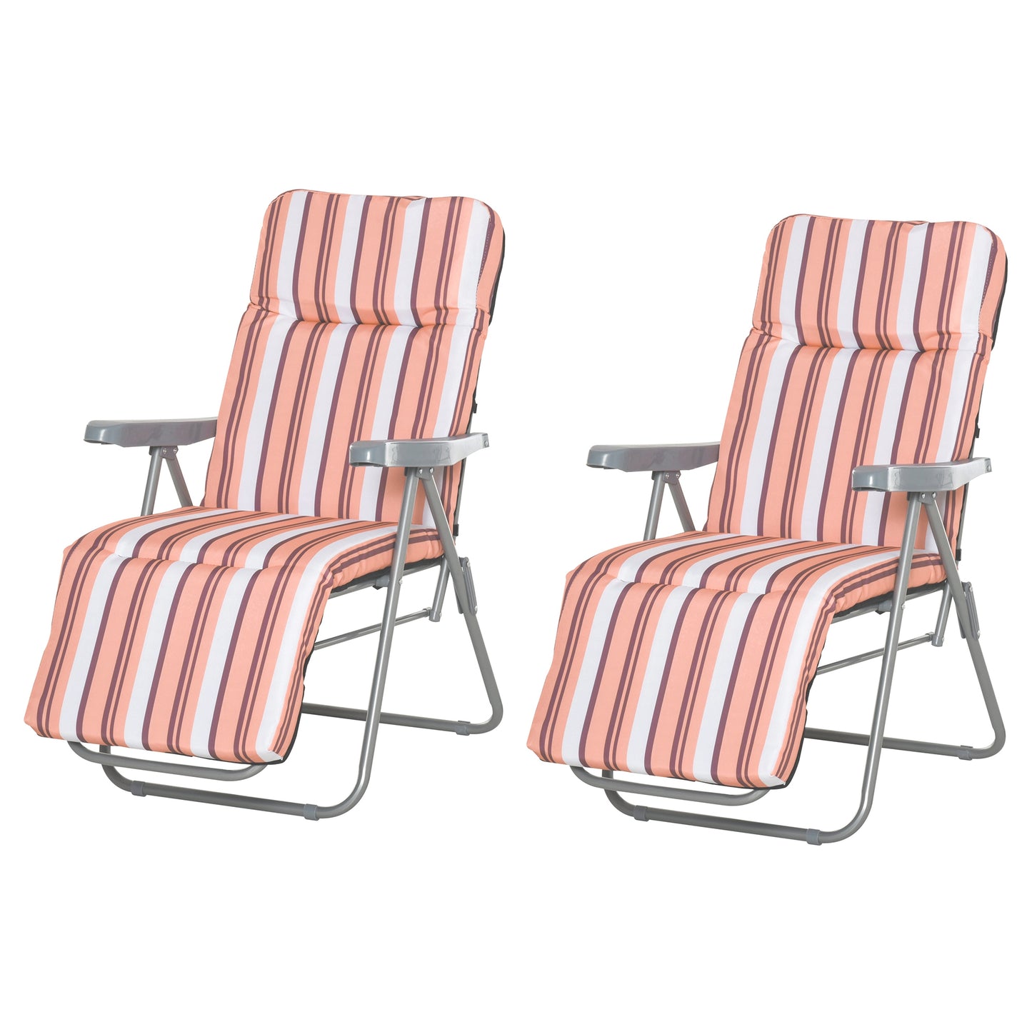 Outsunny 2 Tumbonas Plegables Con Respaldo Ajustable 60x75x65-102 Cm Naranja_0
