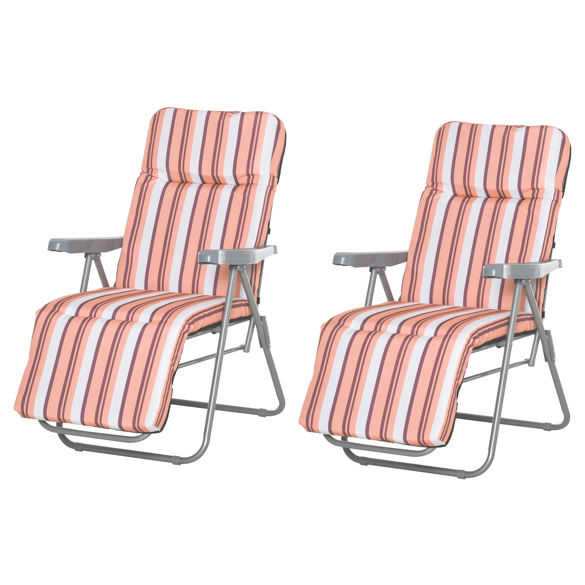 Outsunny 2 Tumbonas Plegables Con Respaldo Ajustable 60x75x65-102 Cm Naranja_0