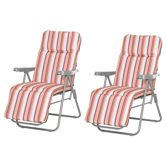 Outsunny Pack De 2 Tumbonas Plegables Tumbonas De Jardín Exterior Con Cojín Acolchado_0