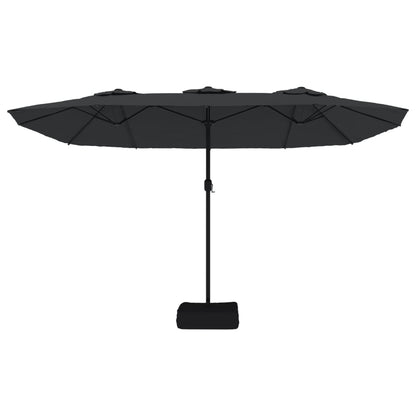 Sombrilla Doble De Jardín Con Luces Led Negro 449x245 Cm_3