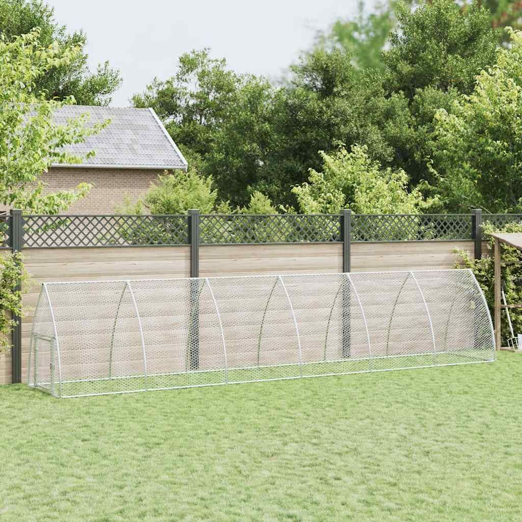 Vidaxl Jaula Para Gallinas Acero Galvanizado Plateado 600x105x120 Cm_1