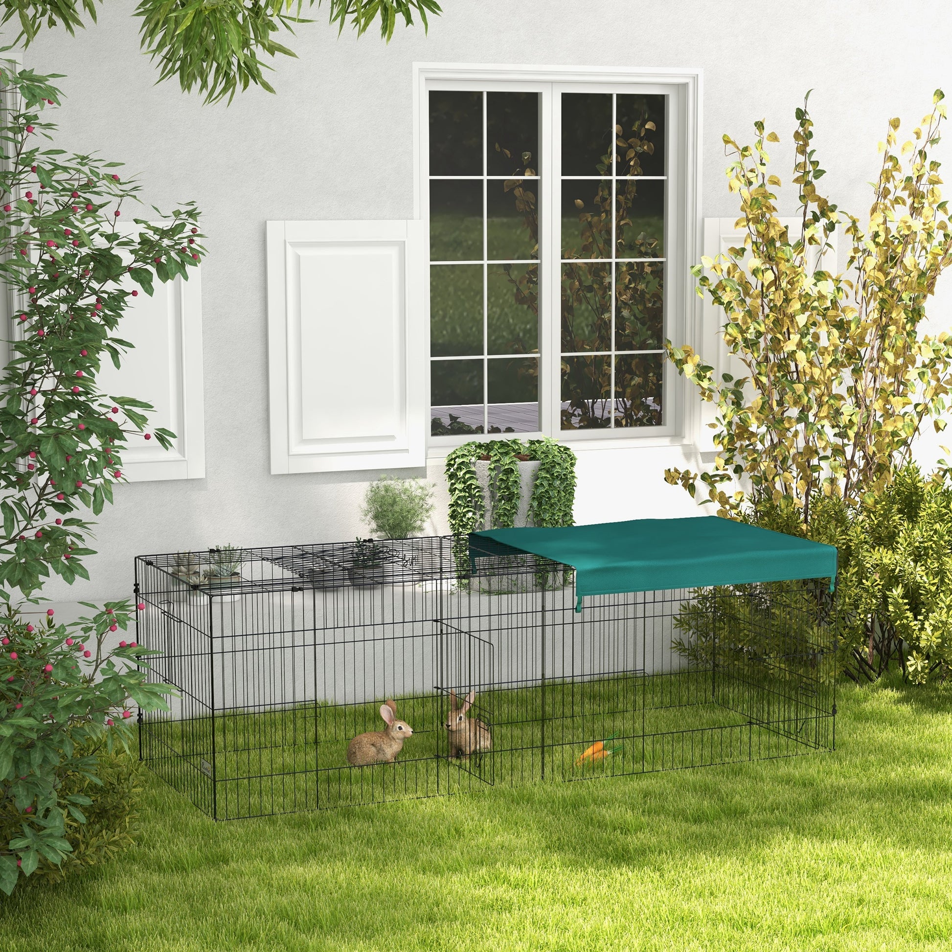 Pawhut Jaula Para Animales Pequeños Con Puertas 220x85x70 Cm Verde_1