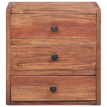 Mesita De Noche Con 3 Cajones Madera Maciza Caoba 35x25x35 Cm_0