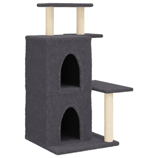 Vidaxl Rascador Para Gatos Con Postes De Sisal Gris Oscuro 97 Cm_0