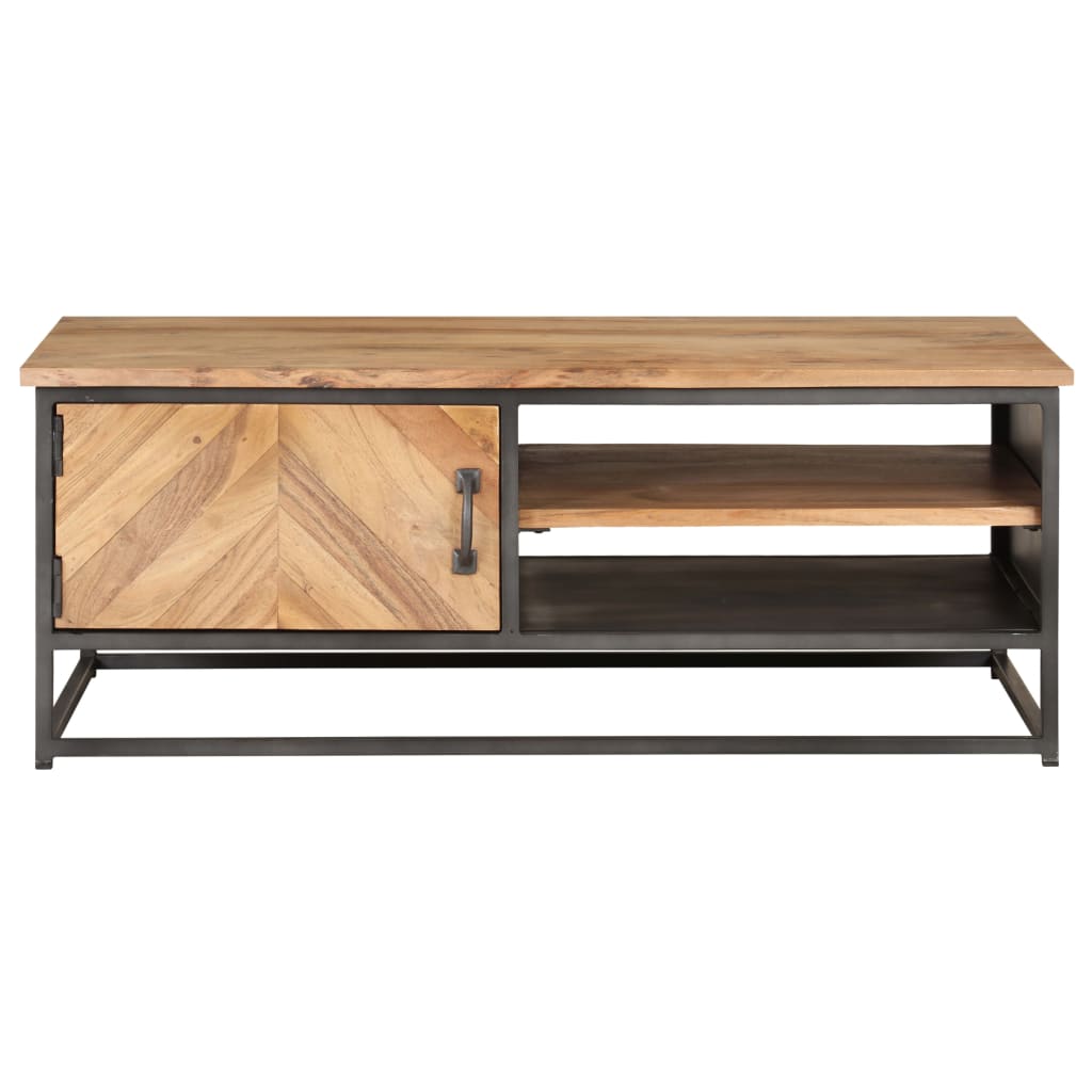 Mesa De Centro De Madera Maciza De Acacia 90x50x35 Cm_0