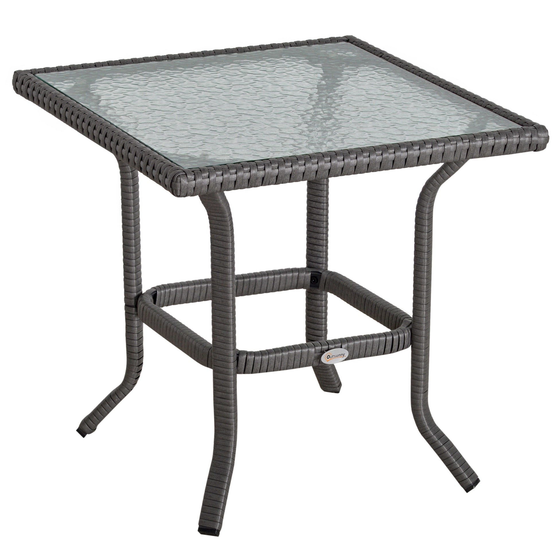 Outsunny Conjunto De Muebles De Ratán Jardín 2 Sillones Y Mesa De Vidrio Gris_4