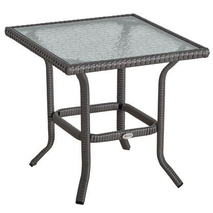 Outsunny Conjunto De Muebles De Ratán Jardín 2 Sillones Y Mesa De Vidrio Gris_4