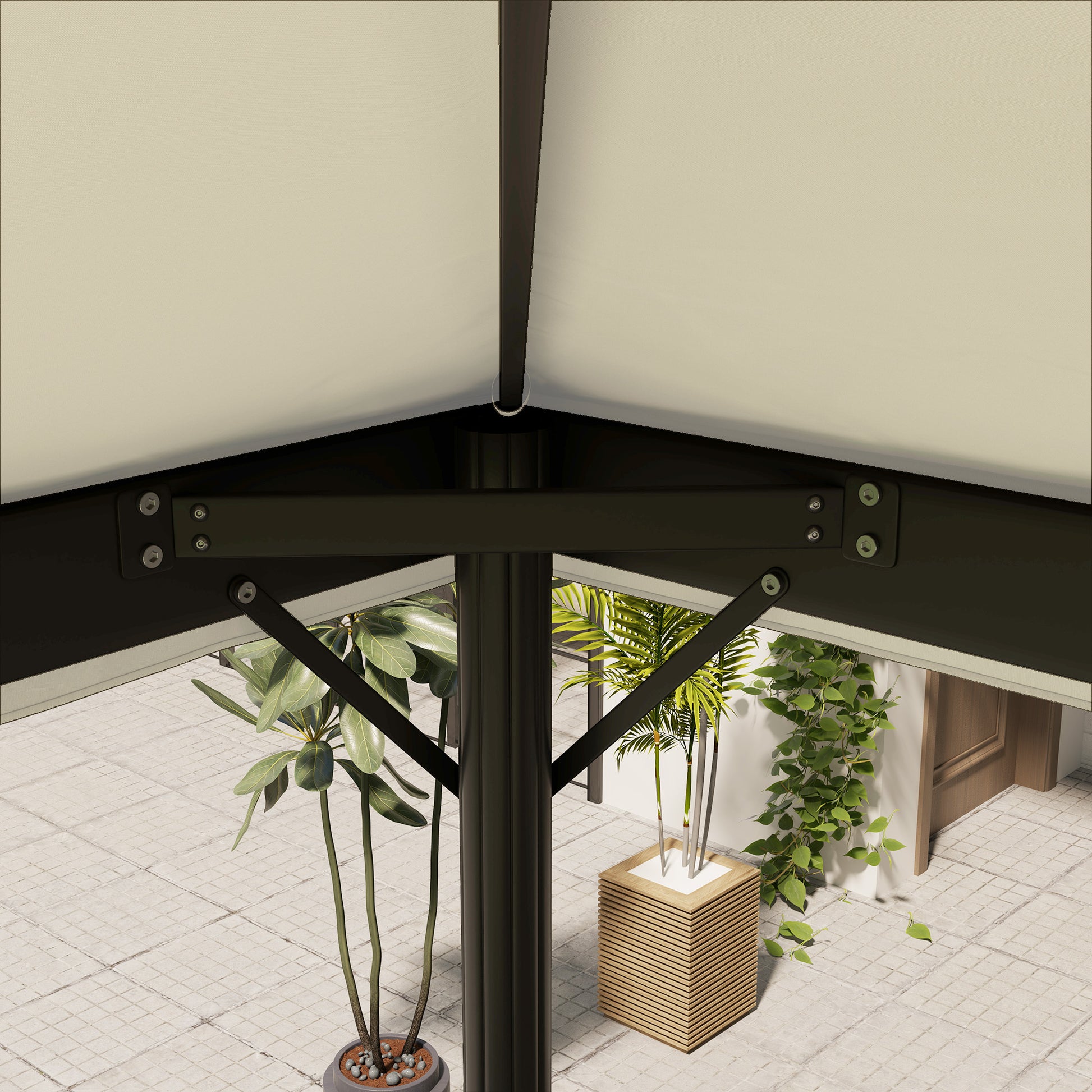 Outsunny Techo De Repuesto Para Cenador 4x3 M Con Techo Doble Crema_4