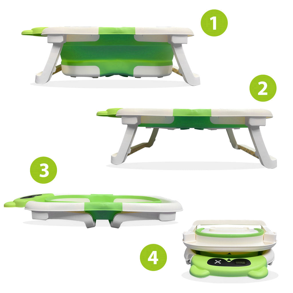 Bathby Bañera Plegable Para Bebés Recién Nacidos, Cojín Oso, Termómetro, Patas Antideslizantes (verde Oso)