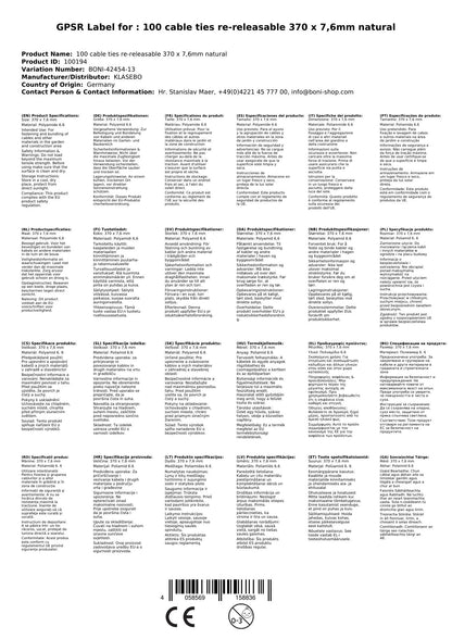 100 Bridas Reutilizables 370mm