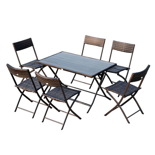 Outsunny Conjunto De Mesa Sillas Muebles Plegable Ratán Para Jardín Exterior_0