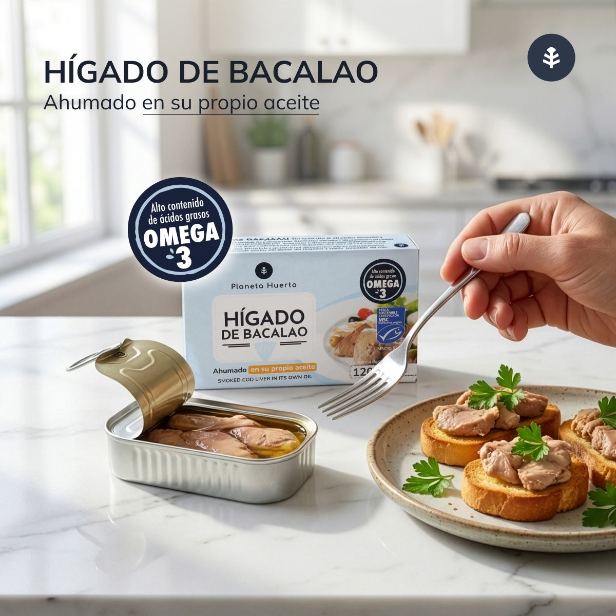 Hígado de bacalao en su propio aceite Planeta Huerto 120 g