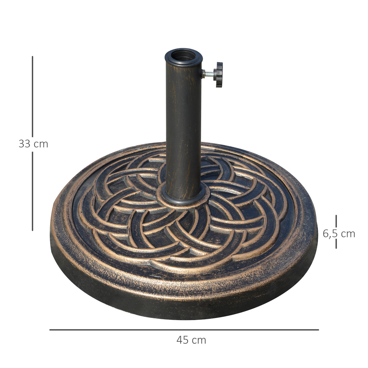 Base Para Sombrilla Outsunny Resina Y Acero Bronce 45x45x33 Cm_2