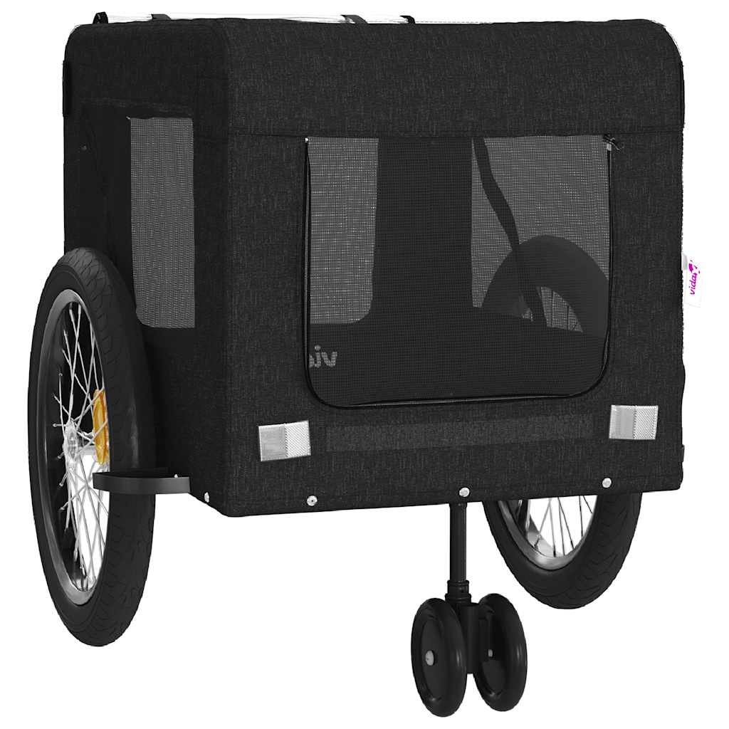 Remolque De Bicicleta Mascotas Hierro Tela Oxford Negro_5