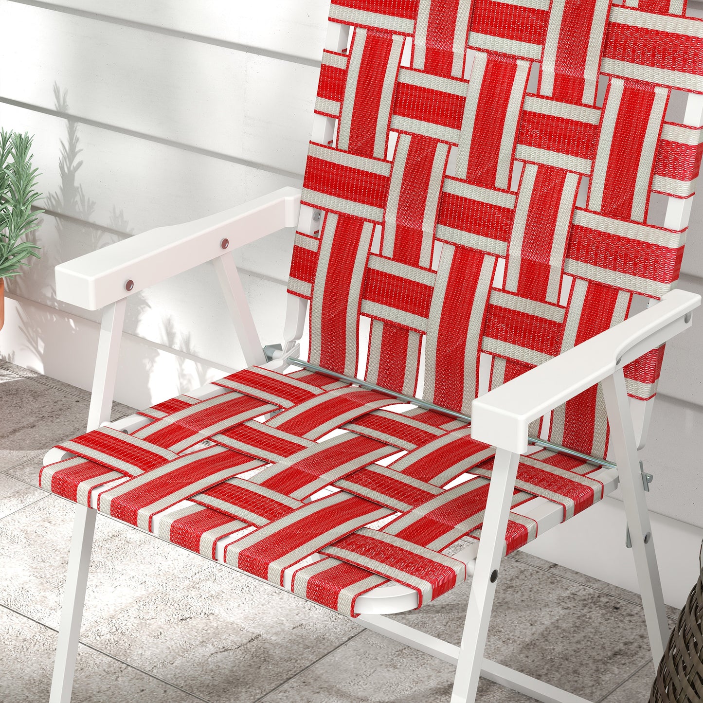 Outsunny Conjunto De 2 Sillas De Camping Plegables 57x57x94 Cm Rojo_3