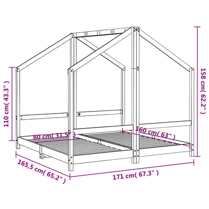 Vidaxl Estructura De Cama De Niños Madera Maciza De Pino 2x(80x160) Cm_2
