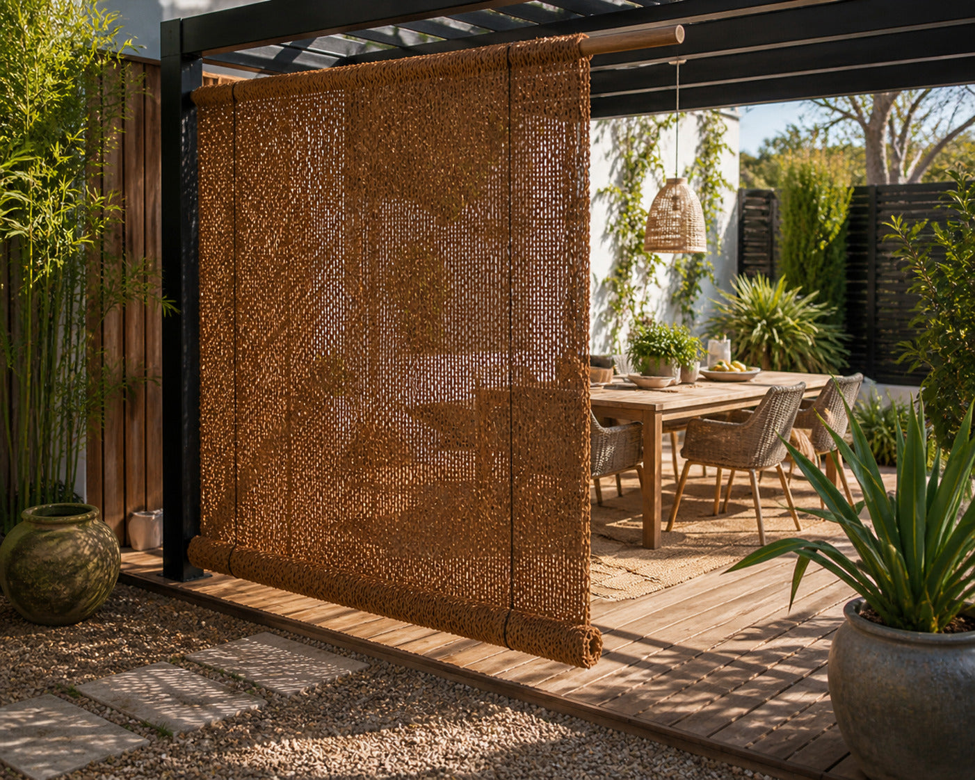 Persiana Coco Natural 1,40/1,5x2,40 M 100% Ocultación Exterior Terraza Jardín_1
