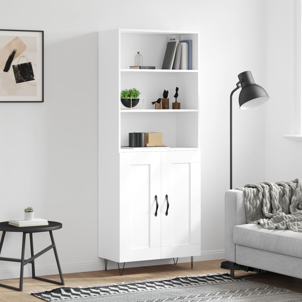 Aparador Alto Madera Contrachapada Blanco 69,5x34x180 Cm_0