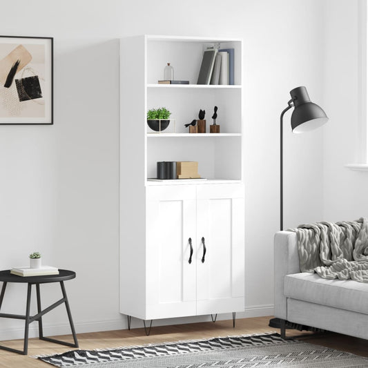 Aparador Alto Madera Contrachapada Blanco 69,5x34x180 Cm_0
