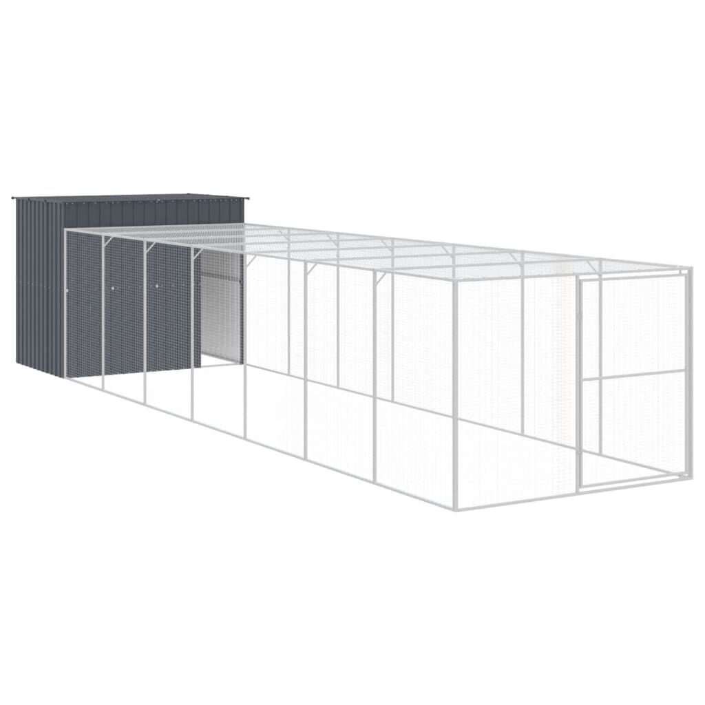 Vidaxl Caseta Perros Con Corral Acero Galvanizado Gris 214x865x181 Cm_0