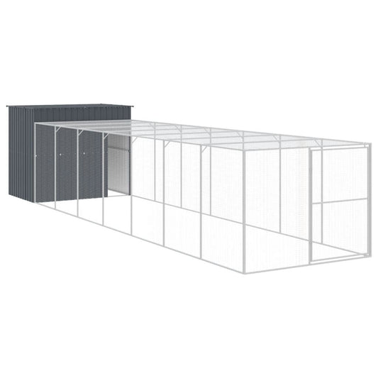 Vidaxl Caseta Perros Con Corral Acero Galvanizado Gris 214x865x181 Cm_0