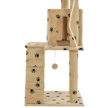 Vidaxl Rascador Para Gatos Con Poste De Sisal 120 Cm Huellas Beige_5