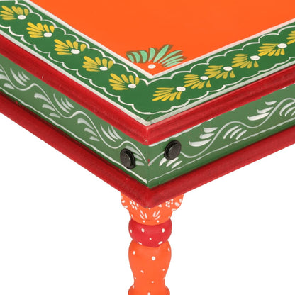 Mesa De Centro Madera Maciza De Mango Naranja Pintada A Mano_2